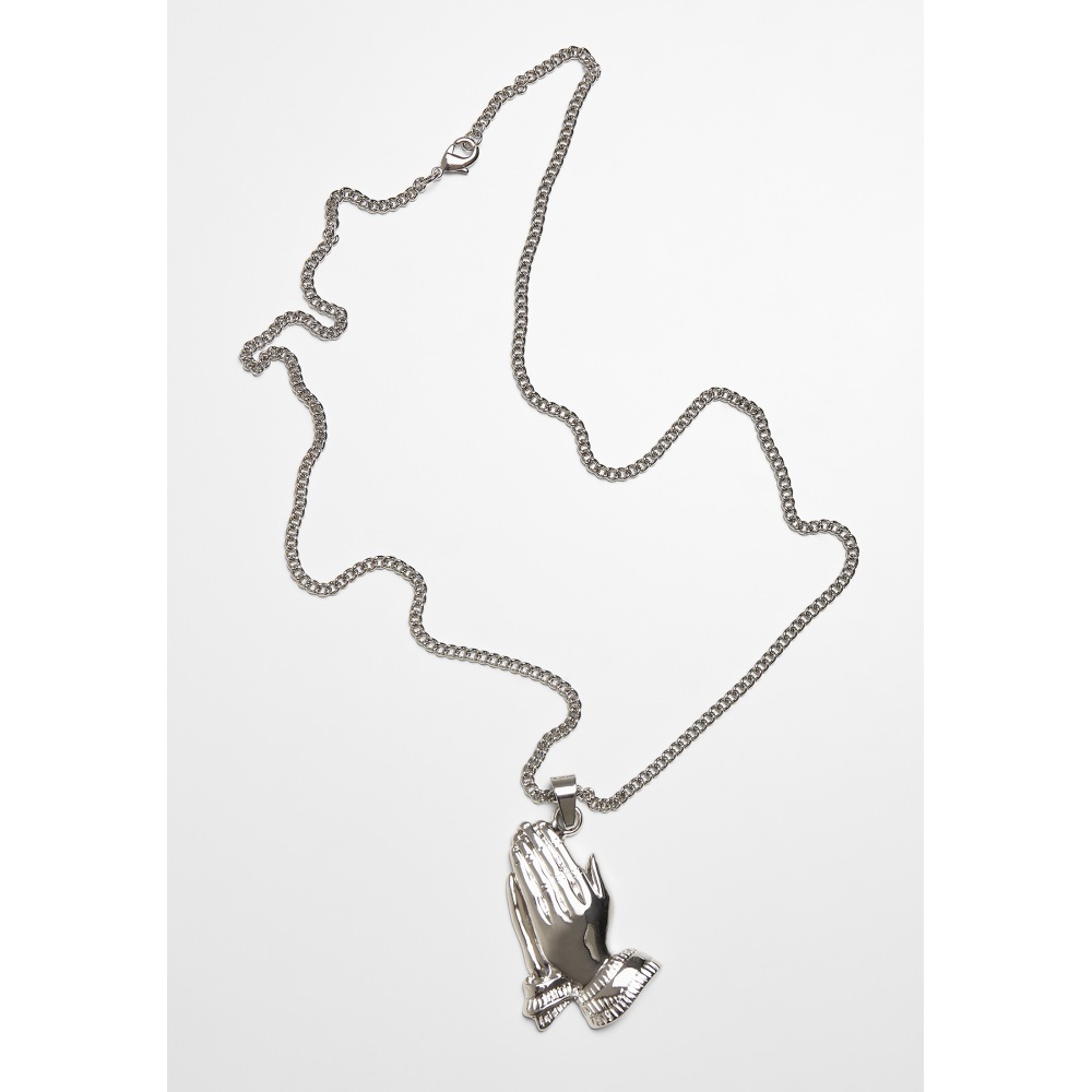 Urban Classics - Pray Hands Necklace silver one size Collier - Couleur argent